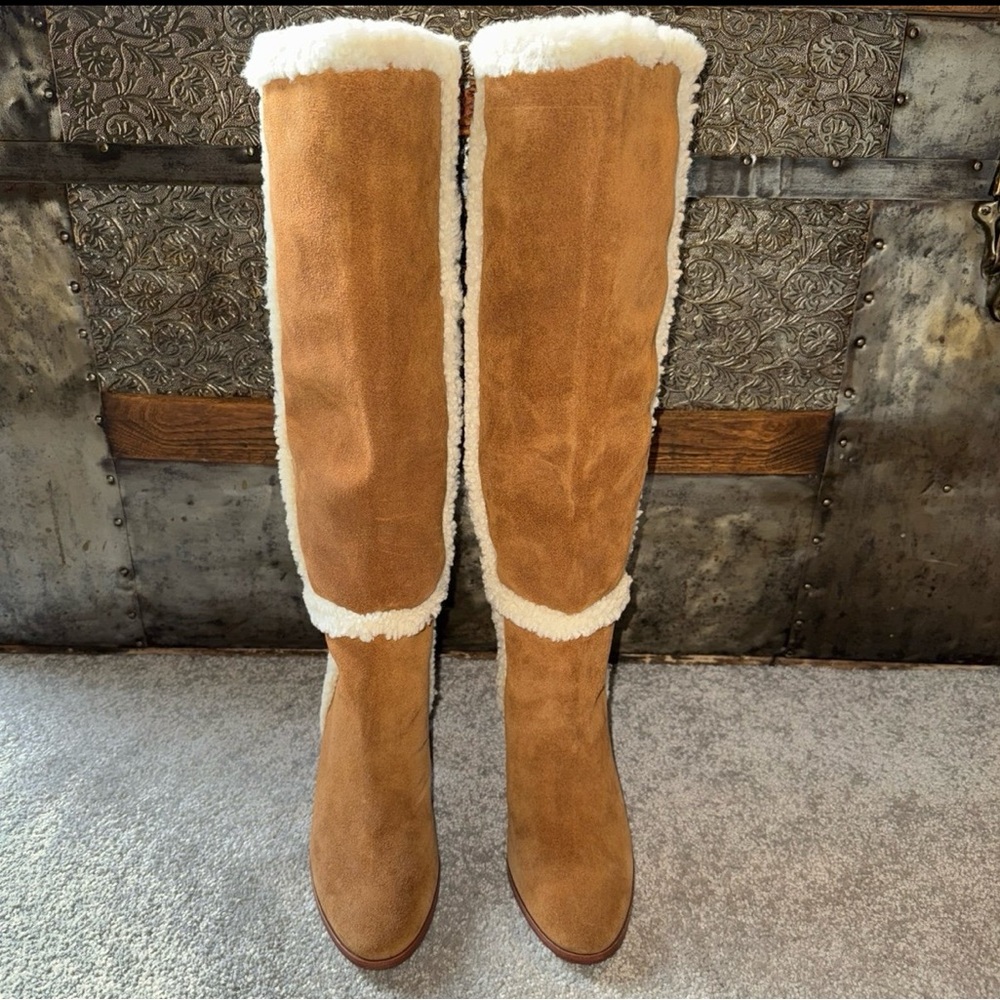 NWOB/UNWORN Lauren Ralph Lauren Suede and Shearling Pull-On Knee Boot in Size 6M - Picture 1 of 9
